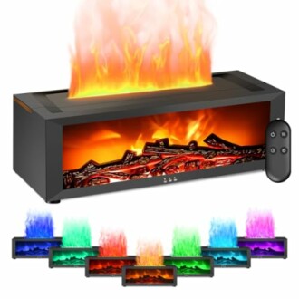 Cheminée électrique colorée avec télécommande.
